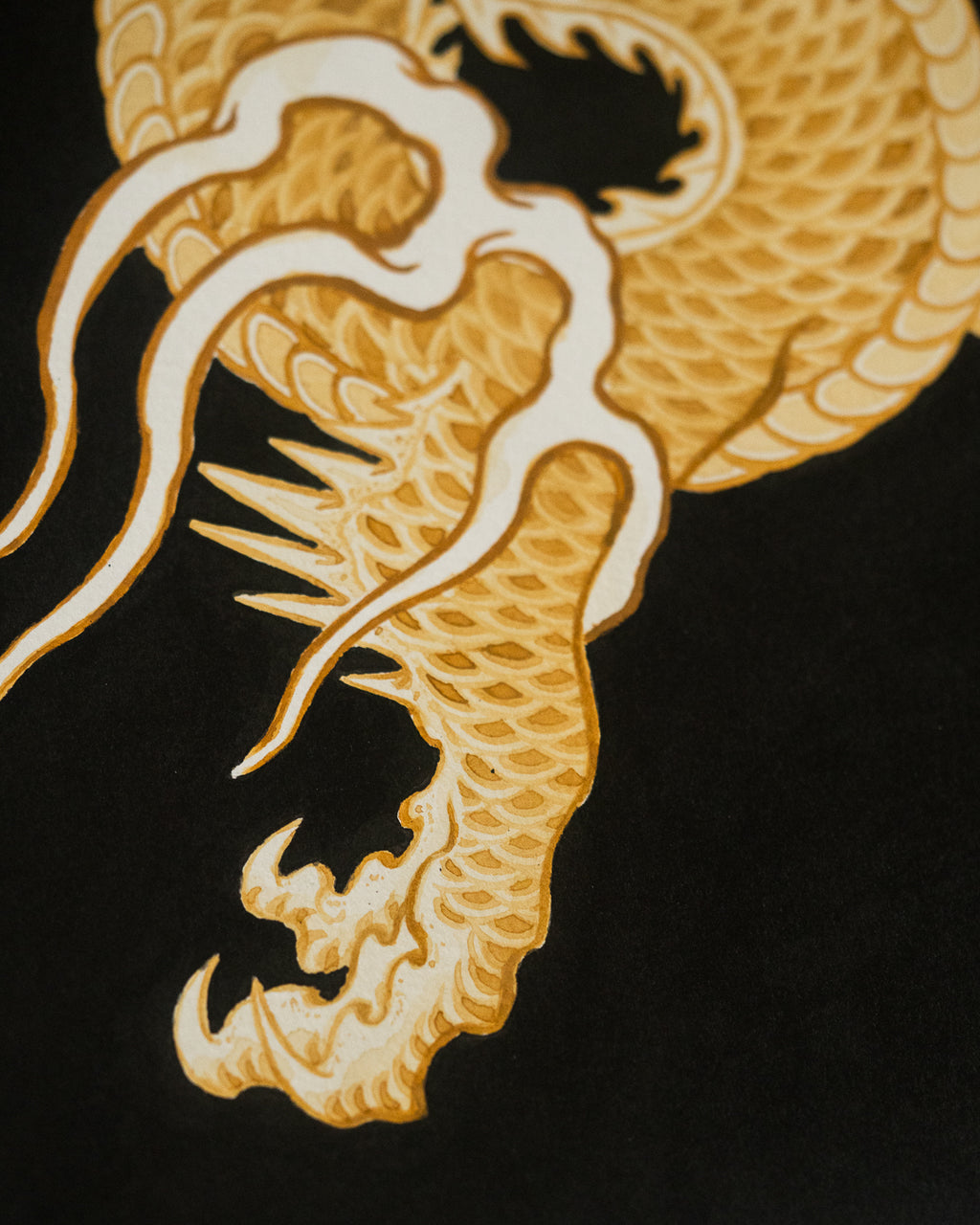 Golden Dragon on Black